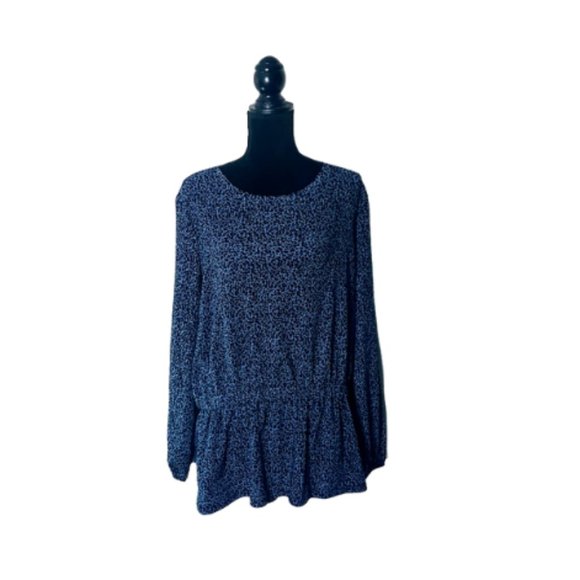 #C8 Blue & Black Leopard Print Blouse - Picture 1 of 8